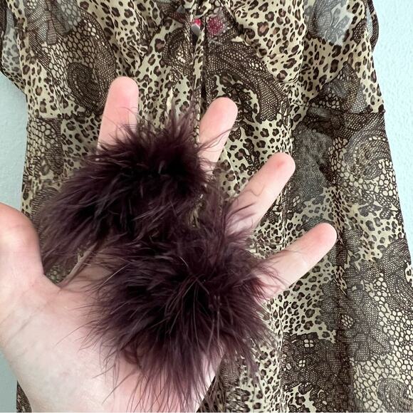 Unforgettable Women's Tan Brown Leopard Print Sheer Tie Front Cami Small - Picture 5 of 8